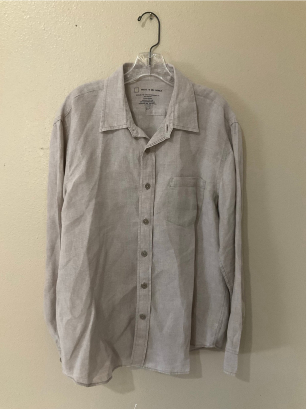 GAP Linen Button Front Shirt Men’s Large Long Sleeve Casual Lightweight